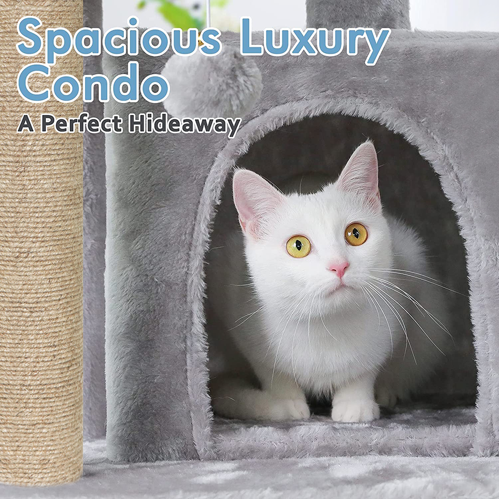 Furrlovers Multi Storey Cat Tree with Hammock, Condo & Scratching Posts (Grey)