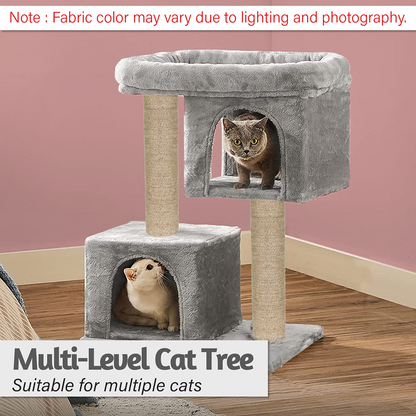 Furrlovers Activity Kitten Tree with Plush Fur Fabric and Detachable Bed (Grey)
