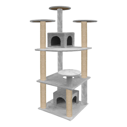 Furrlovers Multilevel Cat Tree with Condo & Jute Rope Scratching Posts (Grey)