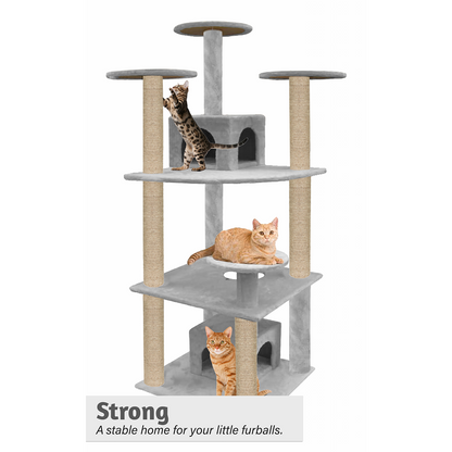 Furrlovers Multilevel Cat Tree with Condo & Jute Rope Scratching Posts (Grey)