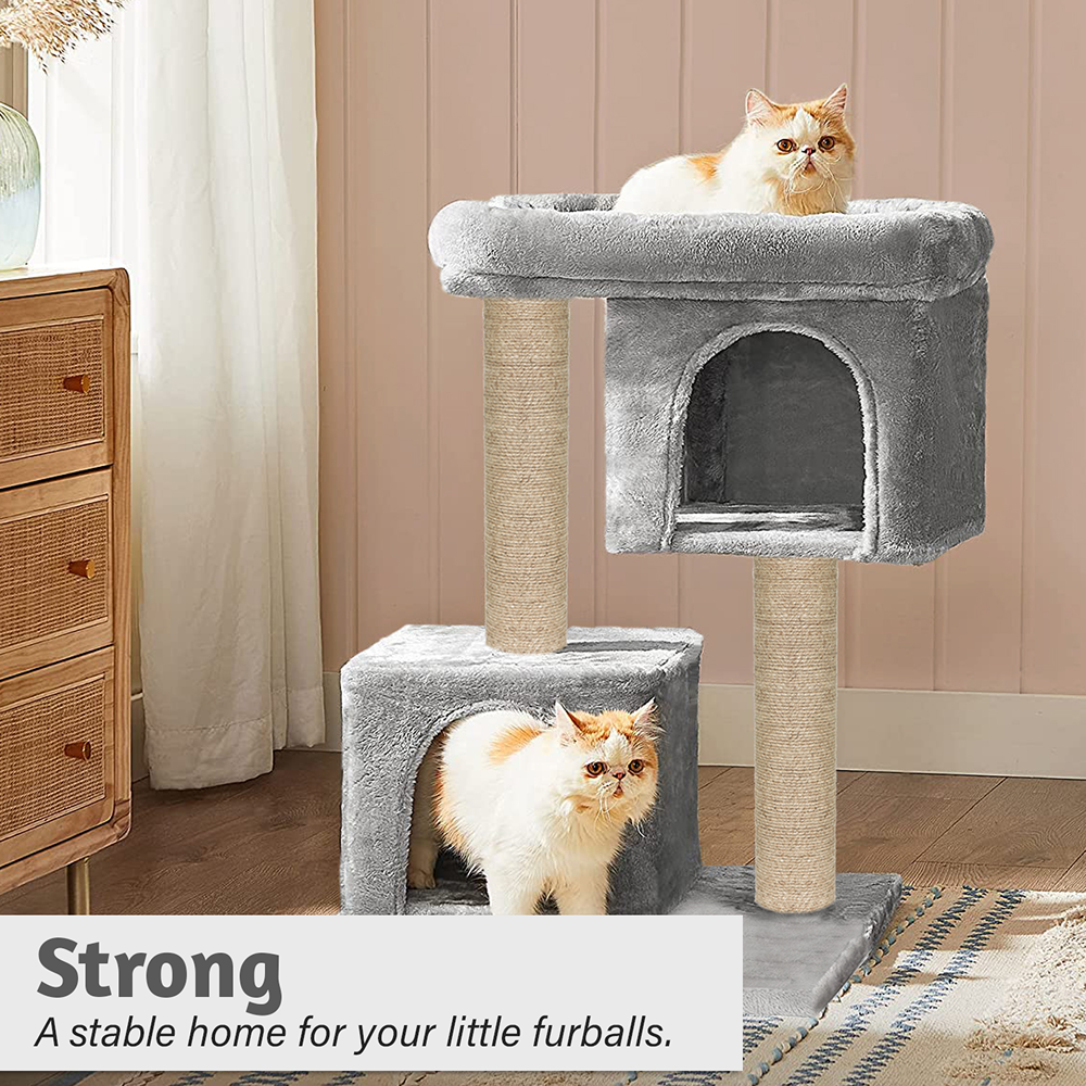 Furrlovers Activity Kitten Tree with Plush Fur Fabric and Detachable Bed (Grey)