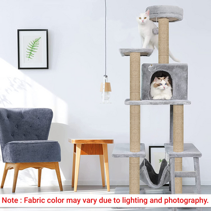 Furrlovers Multi Storey Cat Tree with Hammock, Condo & Scratching Posts (Grey)