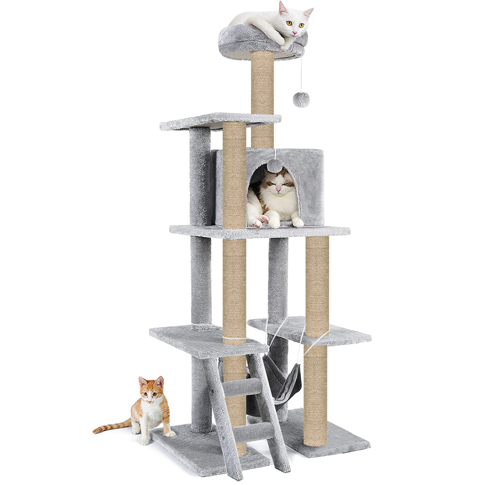 Furrlovers Multi Storey Cat Tree with Hammock, Condo & Scratching Posts (Grey)