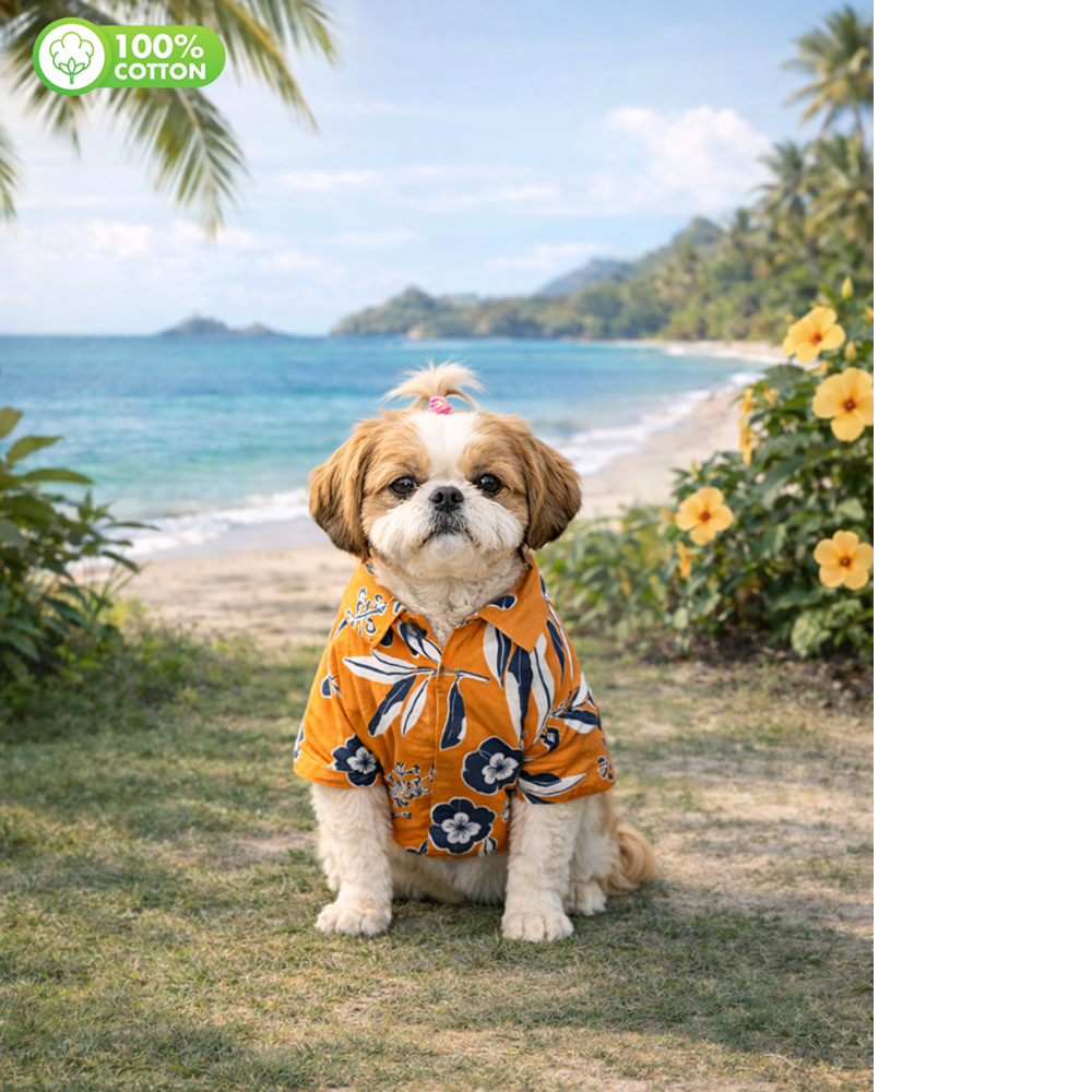 15 Furries Floral Cotton Shirts for Dogs (Rust Orange)
