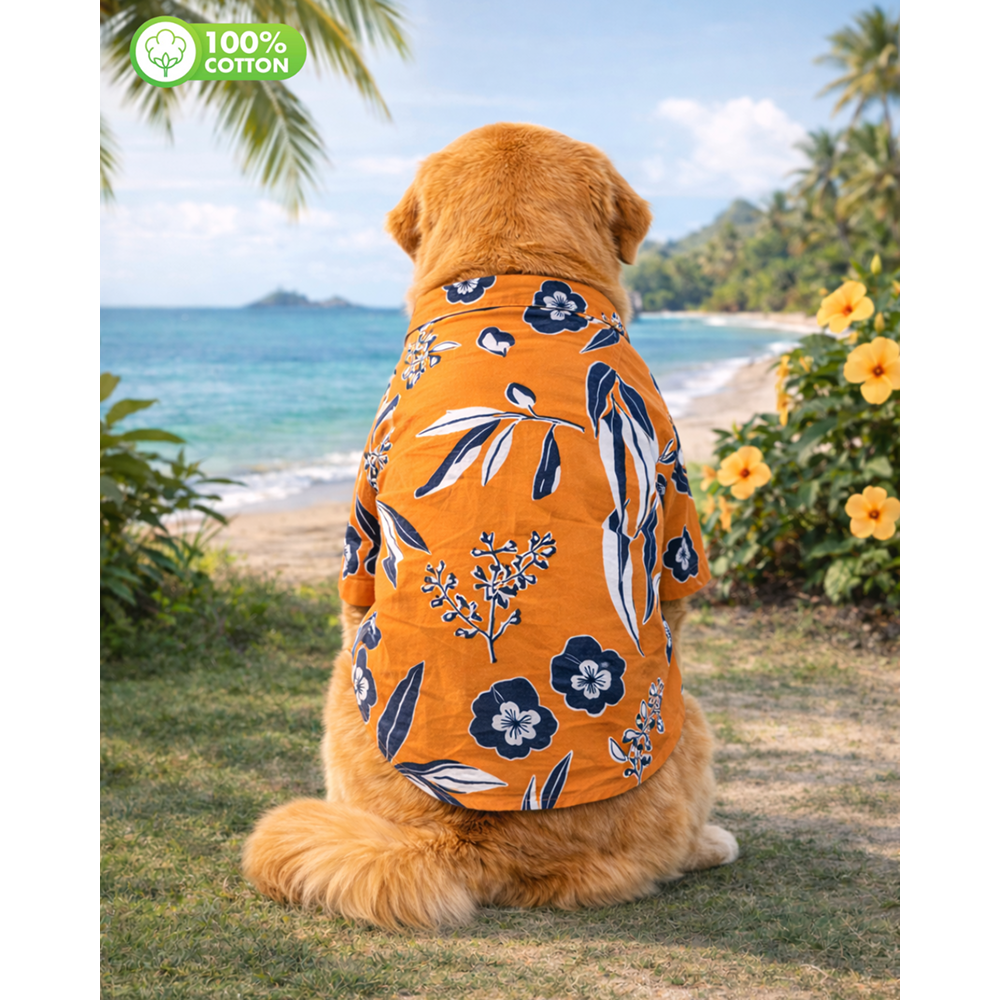 15 Furries Floral Cotton Shirts for Dogs (Rust Orange)