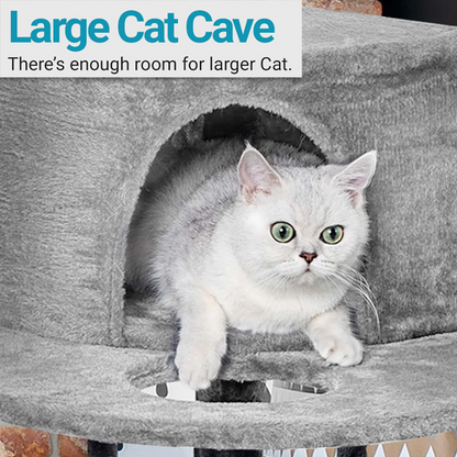 Furrlovers Multi Level Cat Tree with Plush Condo & Jute Scratching Posts (Grey)