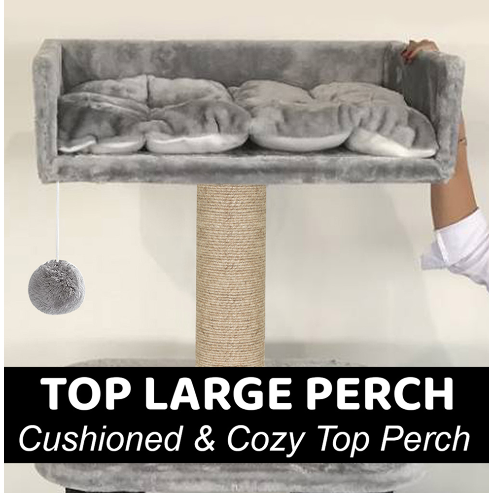 Furrlovers Fur Fabric Cat Tree with Hammocks, Condo & Jute Rope Scratching Posts (Grey)