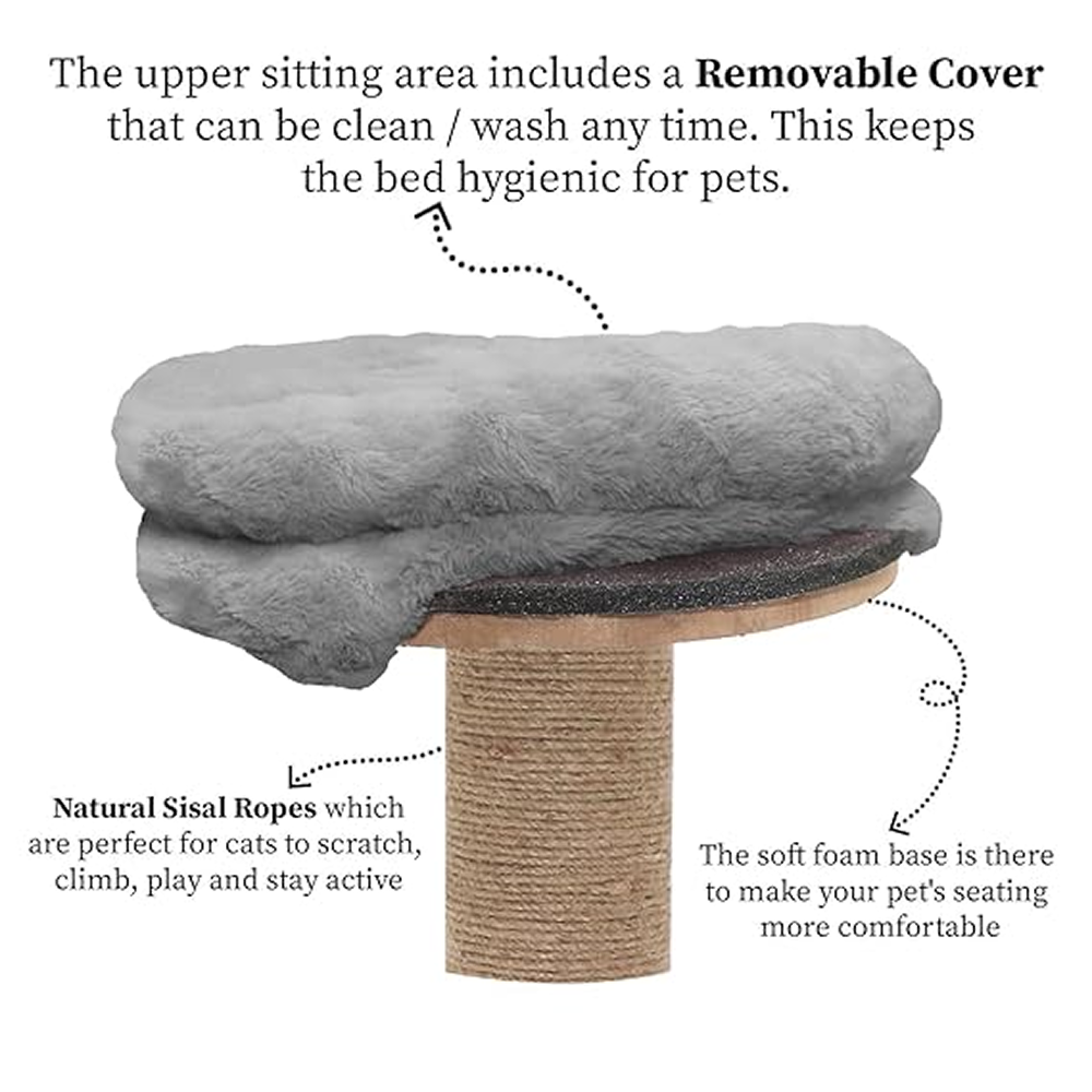 Furrlovers Fur Activity Cat Tree Scratching Post with Sisal Tower (Grey)
