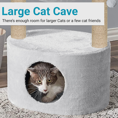 Furrlovers Dual Level Cat Bed and Scratching Post with Hammock (Grey)