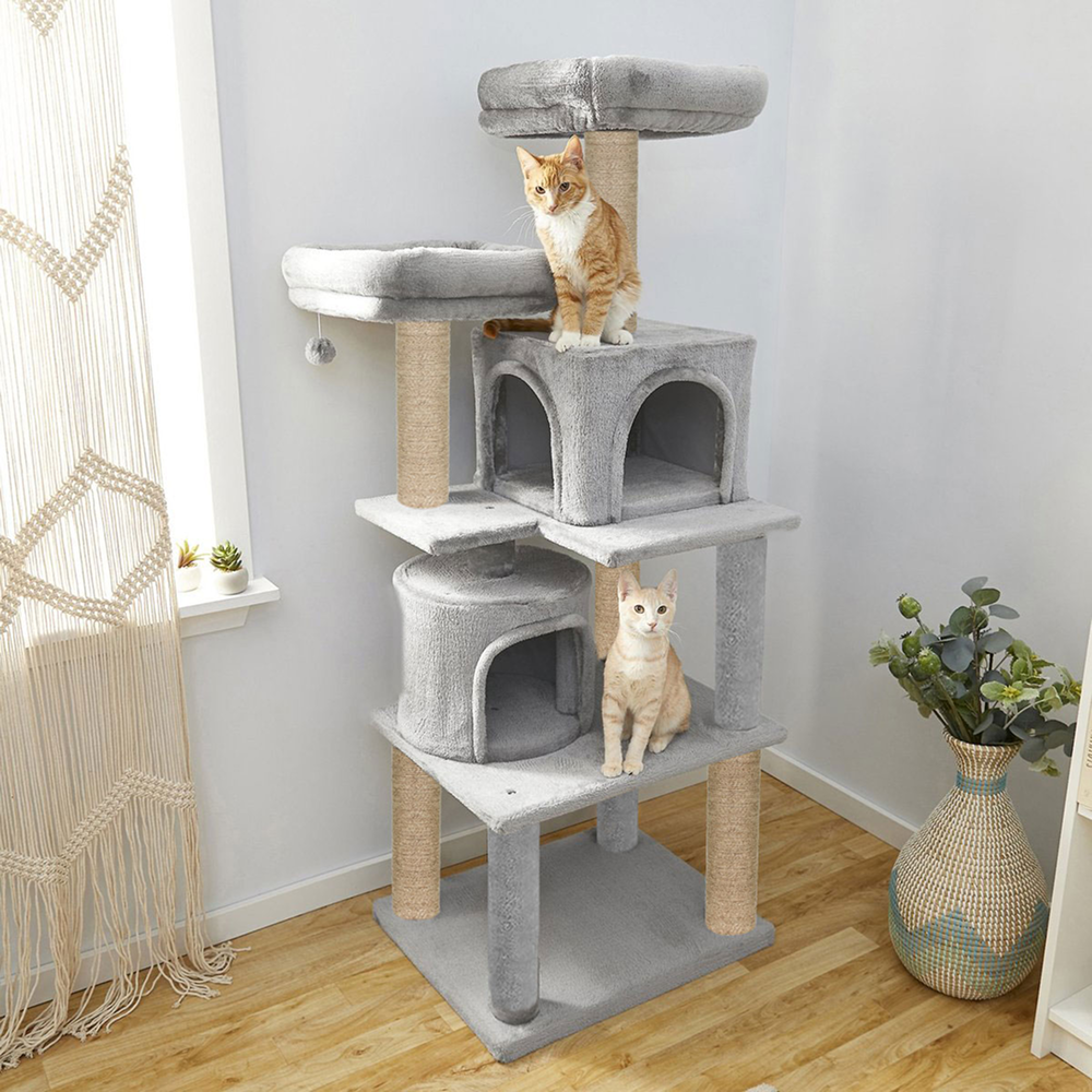 Furrlovers Multilevel Cat Tree with Condo, Perches & Jute Rope Scratching Posts (Grey)