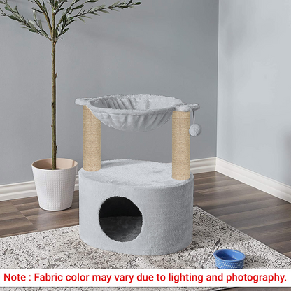 Furrlovers Dual Level Cat Bed and Scratching Post with Hammock (Grey)