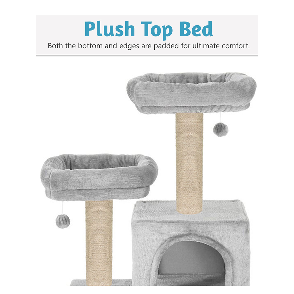 Furrlovers Multilevel Cat Tree with Condo, Perches & Jute Rope Scratching Posts (Grey)