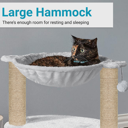 Furrlovers Dual Level Cat Bed and Scratching Post with Hammock (Grey)