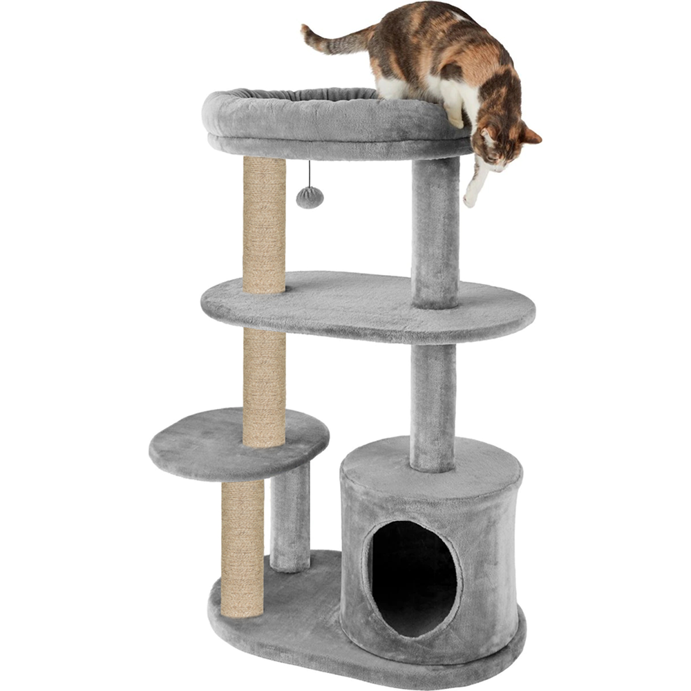Furrlovers Multi Level Plush Cat Tree with Condo & Sisal Scratching Posts (Grey)