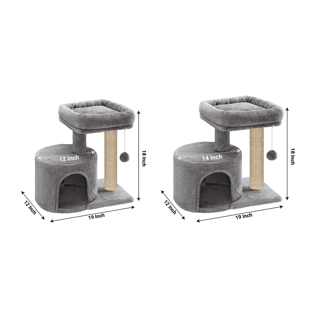 Furrlovers Tree with Scratching Post Condo and Toy Ball for Cats (Grey)