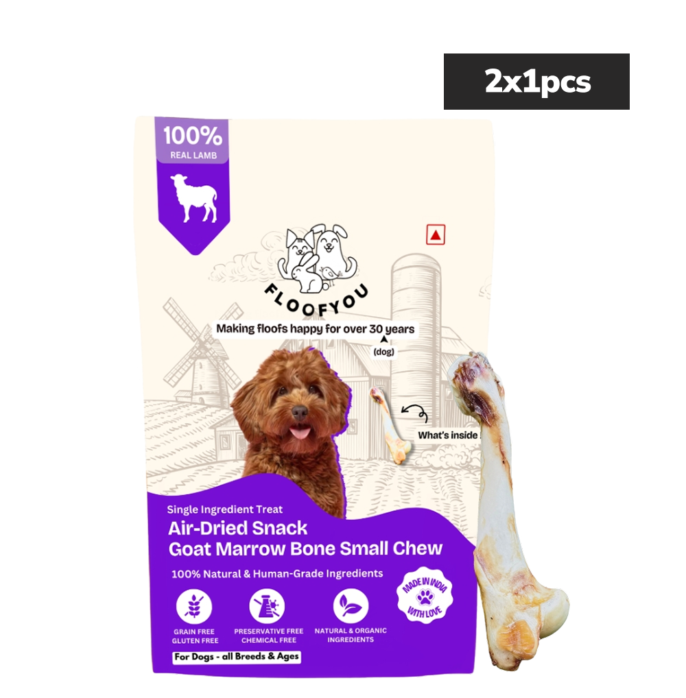 Floofyou Air Dried Goat Marrow Small Bone Dental Chew Dog Treats