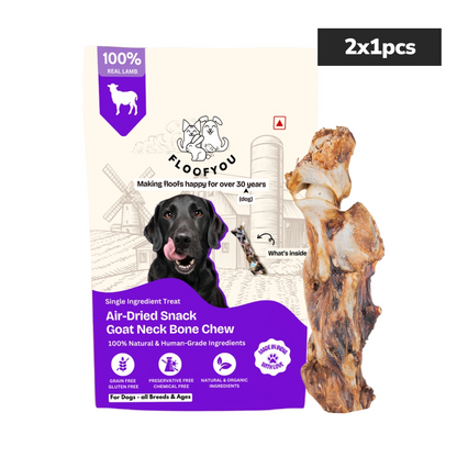 Floofyou Air Dried Goat Neck Bone Dental Chew Dog Treats