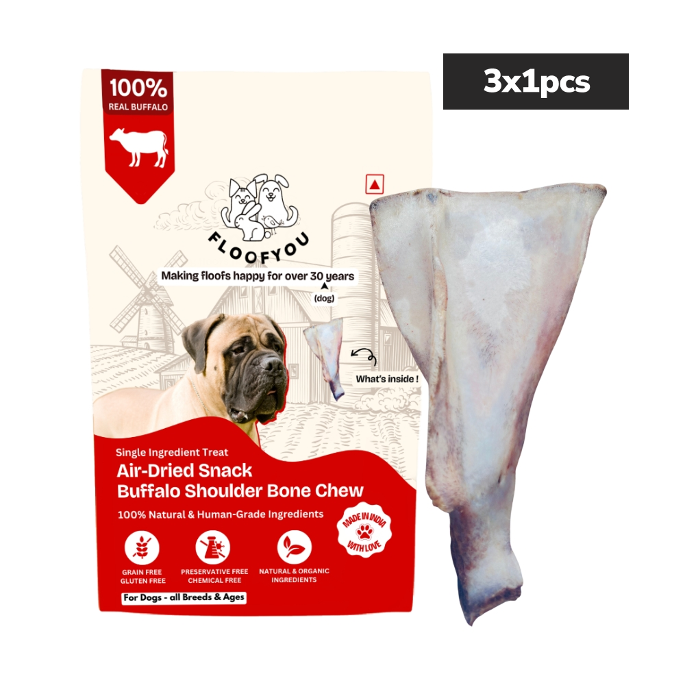 Floofyou Air Dried Buffalo Shoulder Bone Dental Chew Dog Treats
