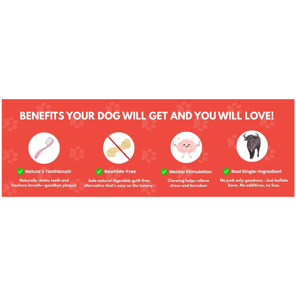 Floofyou Air Dried Buffalo Trotter Bone Dental Chew Dog Treats
