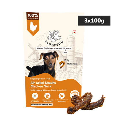 Floofyou Air Dried Chicken Neck Crunchy Dental Chew Dog Treats
