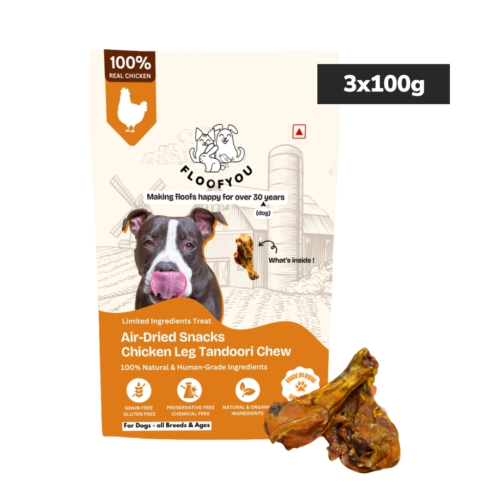 Floofyou Air Dried Chicken Leg Tandoori Crunchy Dental Chew Dog Treats