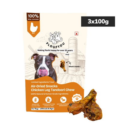 Floofyou Air Dried Chicken Leg Tandoori Crunchy Dental Chew Dog Treats