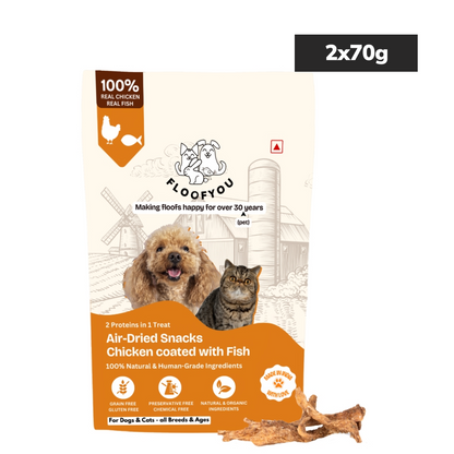 Floofyou Air Dried High Protein Chicken with Fish Jerky Dog and Cat Treats