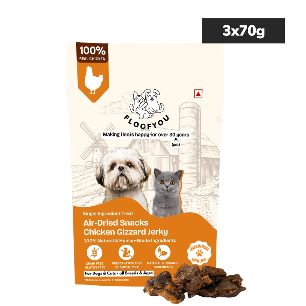 Floofyou Air Dried High Protein Chicken Gizzard Jerky Dog and Cat Treats
