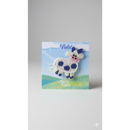 Furry Tales Artisan Handcrafted Violet Pet Theme Decorative Brooch (White and violet)
