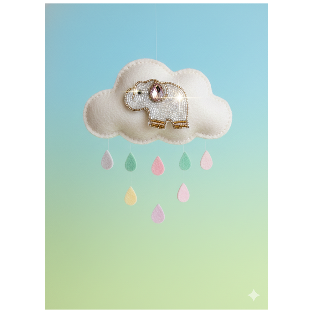Furry Tales Artisan Handcrafted Appu Pet Theme Decorative Brooch (White and pink)