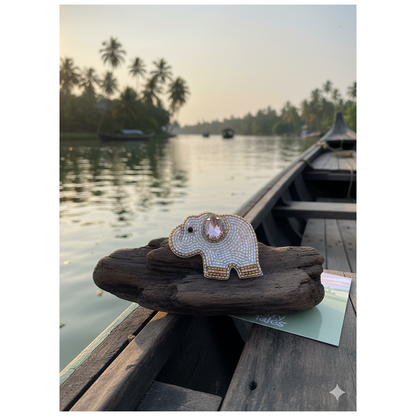 Furry Tales Artisan Handcrafted Appu Pet Theme Decorative Brooch (White and pink)