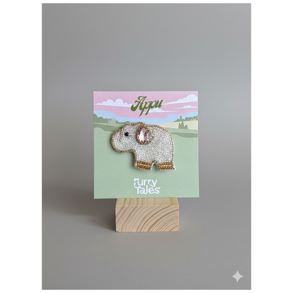 Furry Tales Artisan Handcrafted Appu Pet Theme Decorative Brooch (White and pink)