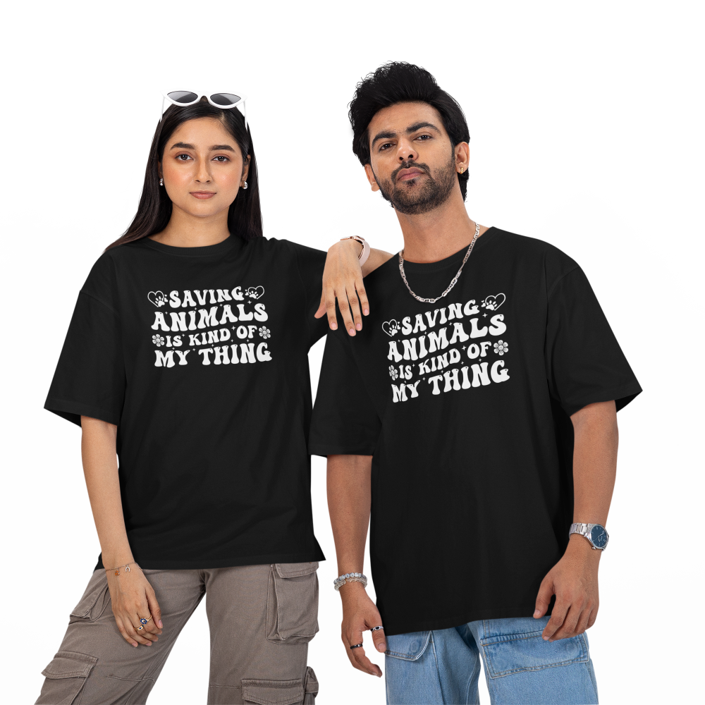 Seek Buy Love Animal Saviours Unisex Oversized Tee (Black)