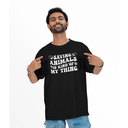 Seek Buy Love Animal Saviours Unisex Oversized Tee (Black)