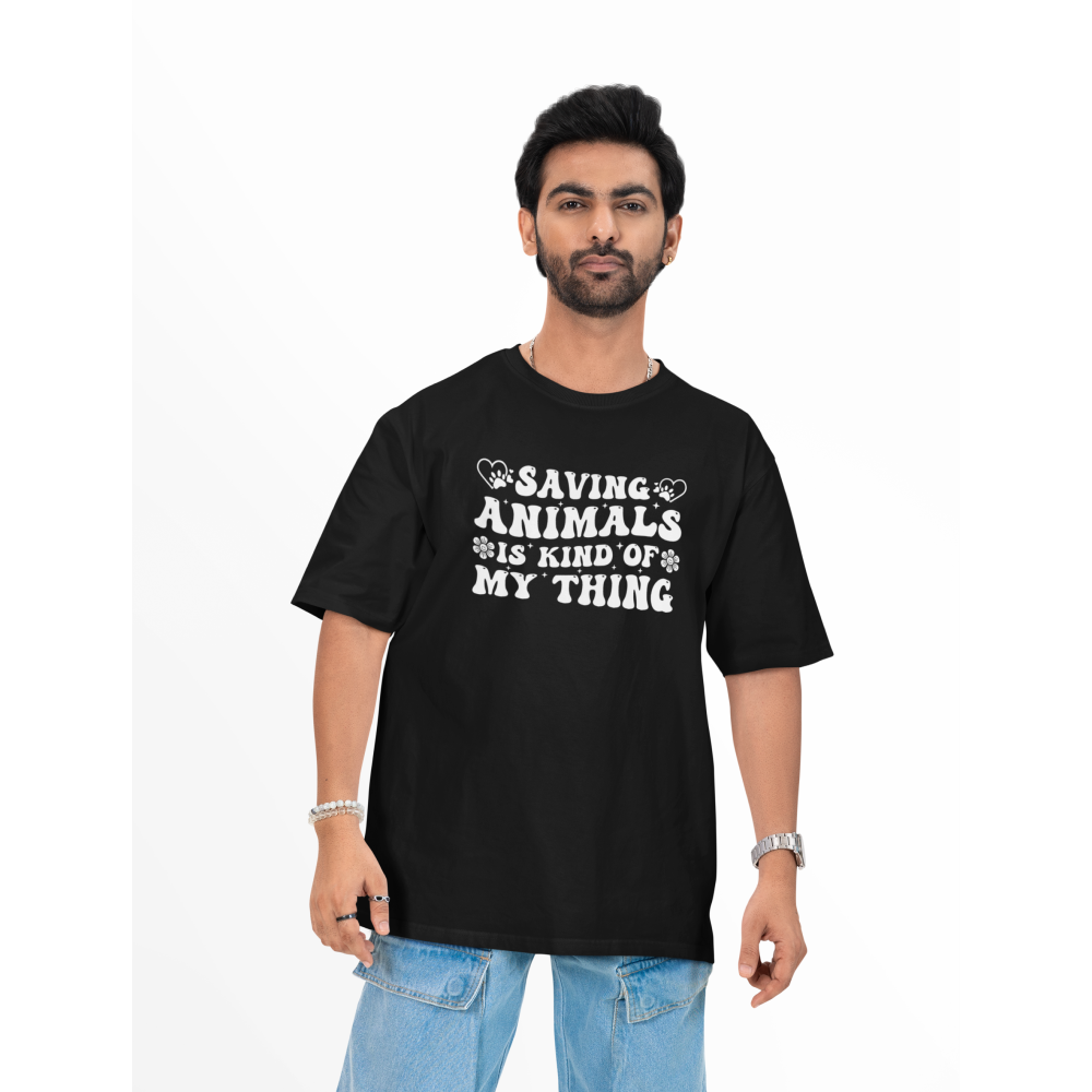 Seek Buy Love Animal Saviours Unisex Oversized Tee (Black)