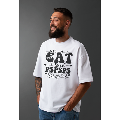 Seek Buy Love Cat Whispers Oversized Tee (White)