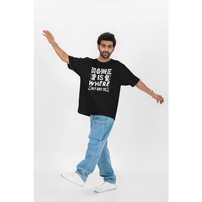 Seek Buy Love Home is Where My Cat is Unisex Oversized Tee
