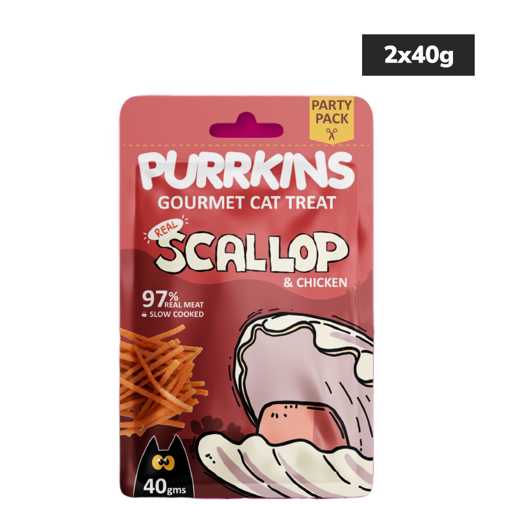 Purrkins Scallop & Chicken Soft Jerky Cat Treats