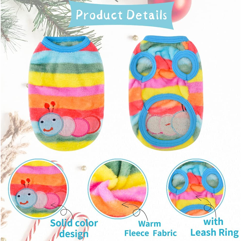 KUTKUT Rainbow Print Fashion Soft Flannel Fleece Shirt for Small Dogs & Cats