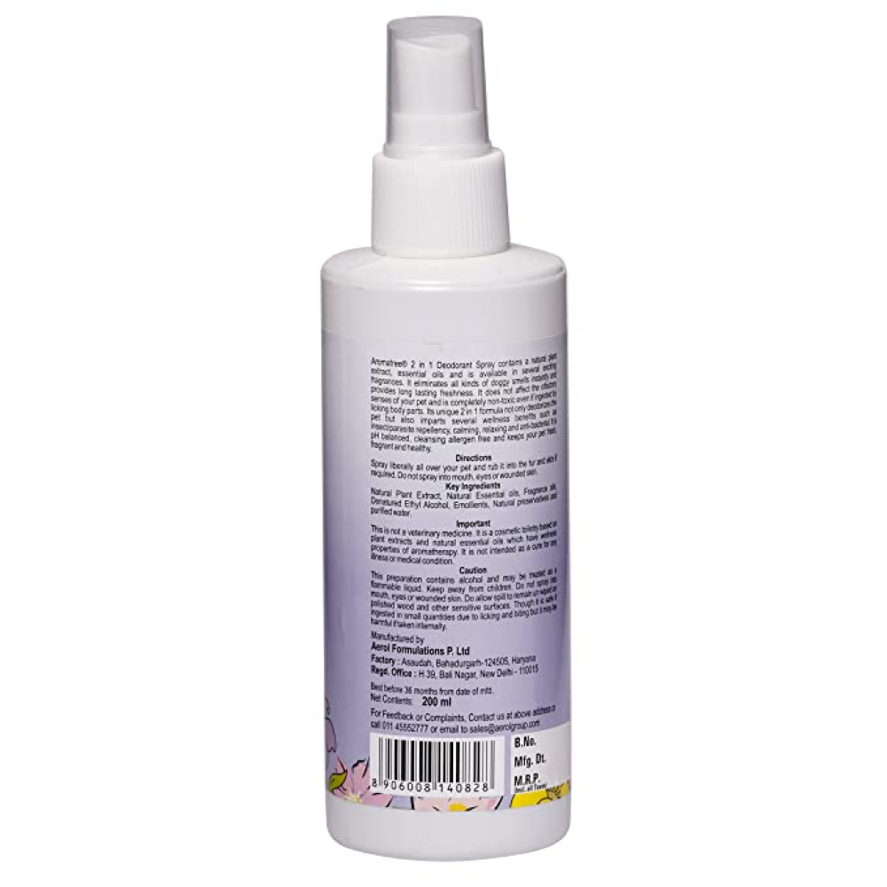 AromaTree Lavender Fragrance 2 in 1 Deodorant Spray for Dogs and Cats