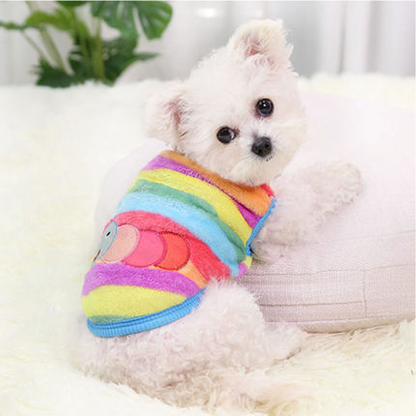 KUTKUT Rainbow Print Fashion Soft Flannel Fleece Shirt for Small Dogs & Cats