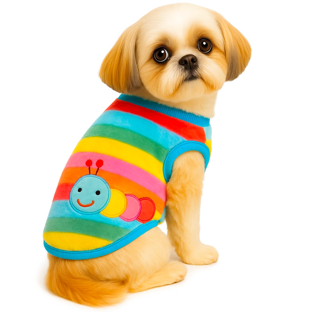 KUTKUT Rainbow Print Fashion Soft Flannel Fleece Shirt for Small Dogs & Cats