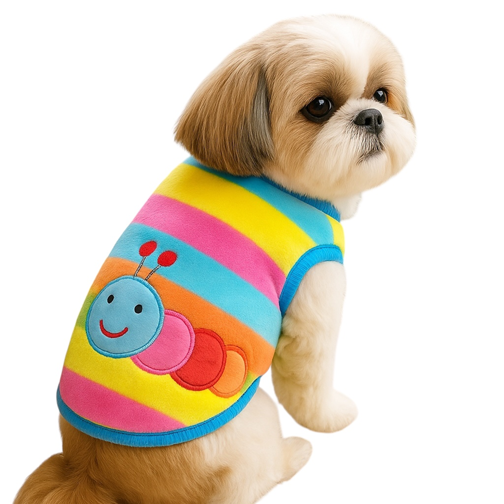 KUTKUT Rainbow Print Fashion Soft Flannel Fleece Shirt for Small Dogs & Cats