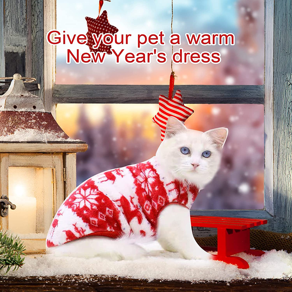 KUTKUT Cute Reindeer Soft Flannel Fleece Shirt for Small Dogs & Cats