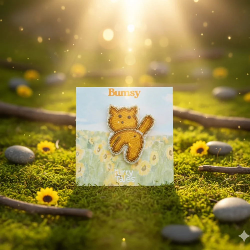 Furry Tales Bumsy Cat Handcrafted Brooch