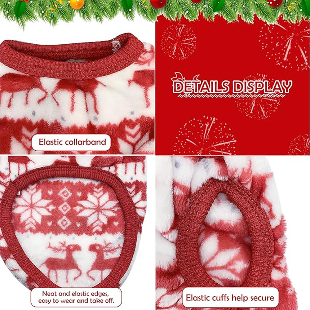 KUTKUT Cute Reindeer Soft Flannel Fleece Shirt for Small Dogs & Cats