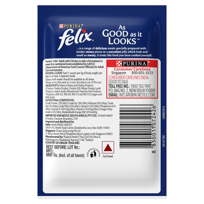 Friskies Surfin Cat Dry Food and Purina Felix Chicken with Jelly Adult Cat Wet Food Combo
