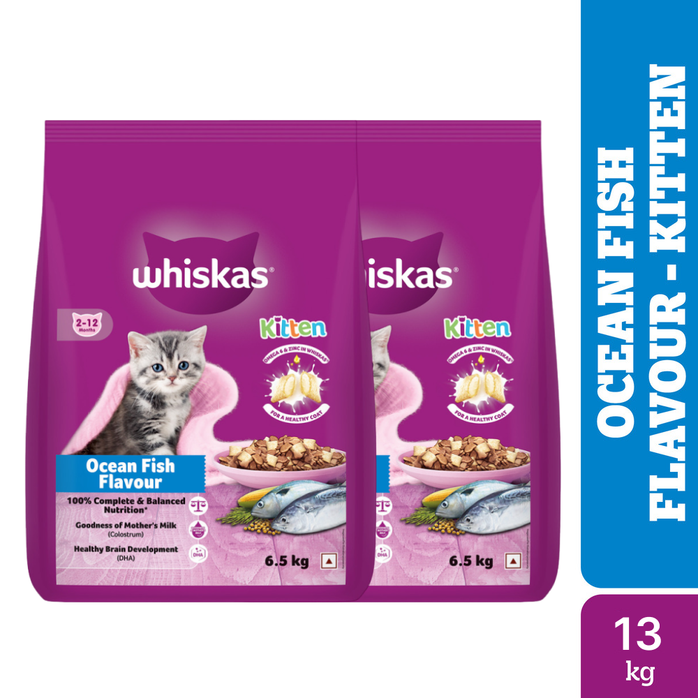 Whiskas Ocean Fish Kitten/Mother and Baby Dry Food & Petkit YumShare Solo Automatic Food Dispenser Combo for Kitten