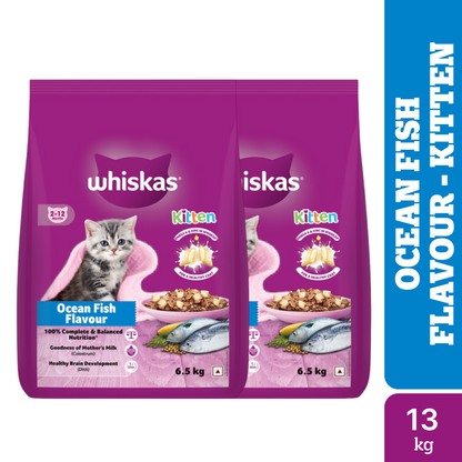 Whiskas Ocean Fish Kitten/Mother and Baby Dry Food & Petkit YumShare Solo Automatic Food Dispenser Combo for Kitten