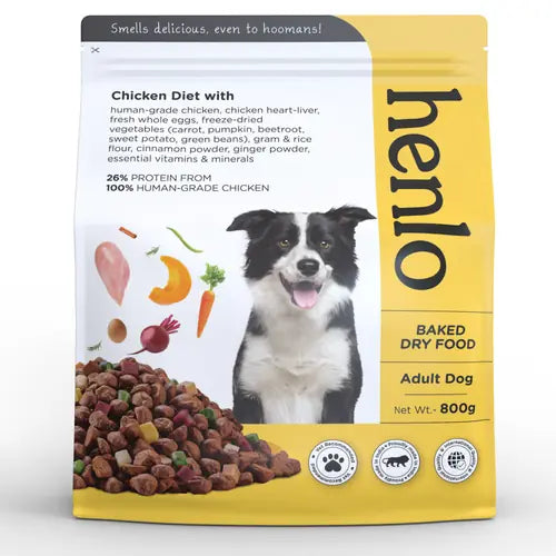 Henlo Baked Chicken & Vegetable Dry Food for Adult Dogs and Post Card Combo